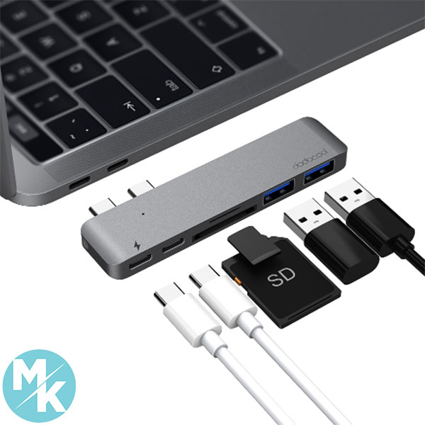 هاب برند dodocod پورت7 با دو کانکتور USB-C مدل DC66GY-1 - Image 6