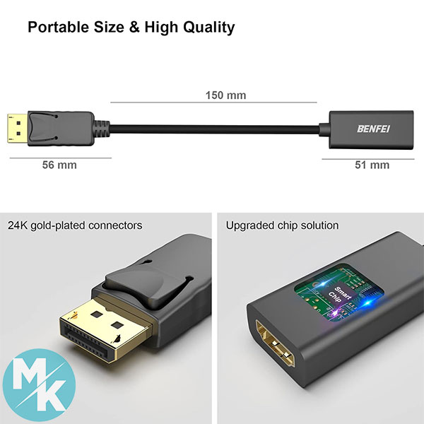مبدل DisplayPort به HDMI برند BENFEI مدل 000095black — تصویر ۳