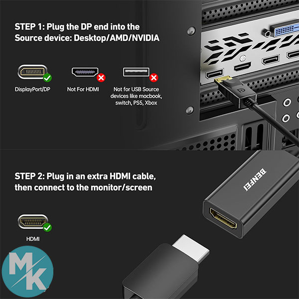 مبدل DisplayPort به HDMI برند BENFEI مدل 000095black — تصویر ۸
